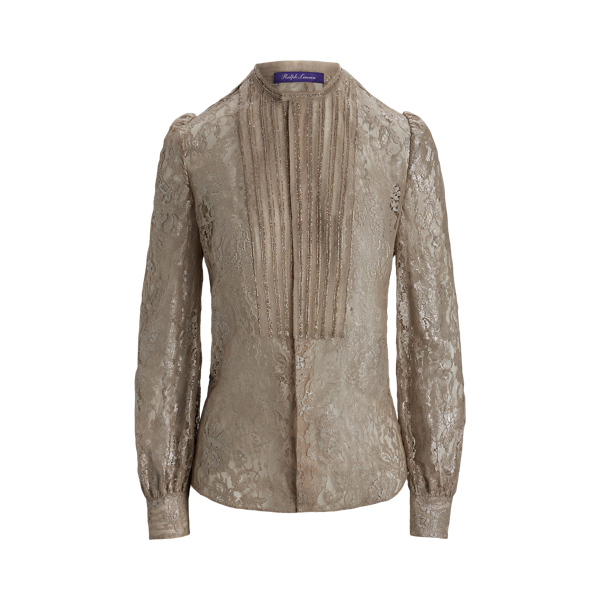 Kaydon Embellished Metallic Lace Shirt Ralph Lauren Collection 1