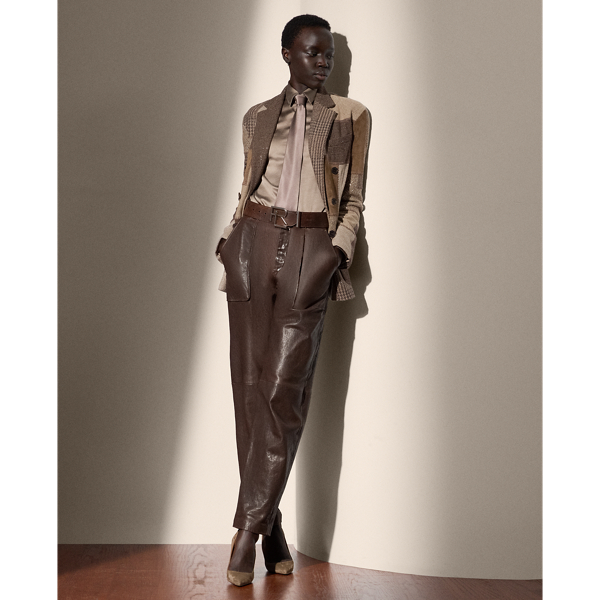 Distressed Brown Betty Distressed Lambskin Pant Ralph Lauren Collection 1