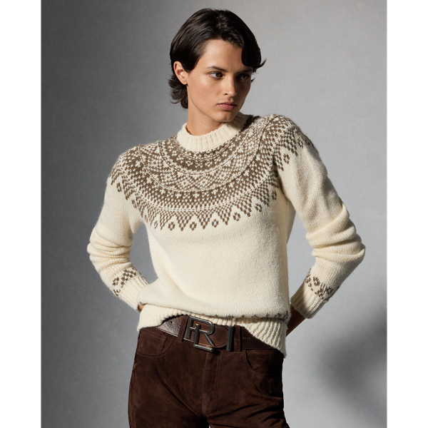 Classic Cream/Taupe Hand-Knit Cashmere-Blend Sweater Ralph Lauren Collection 1