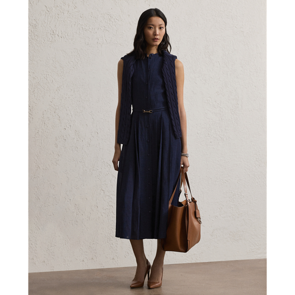 Lux Navy Kennedi Linen Sleeveless Day Dress Ralph Lauren Collection 1