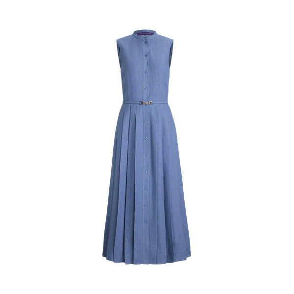 Belted Oxford Sleeveless Shirtdress