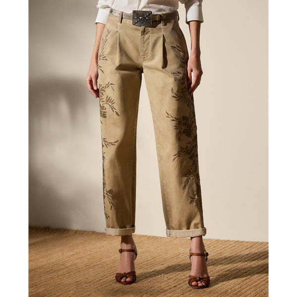 Fallon Embellished Cotton Chino Pant
