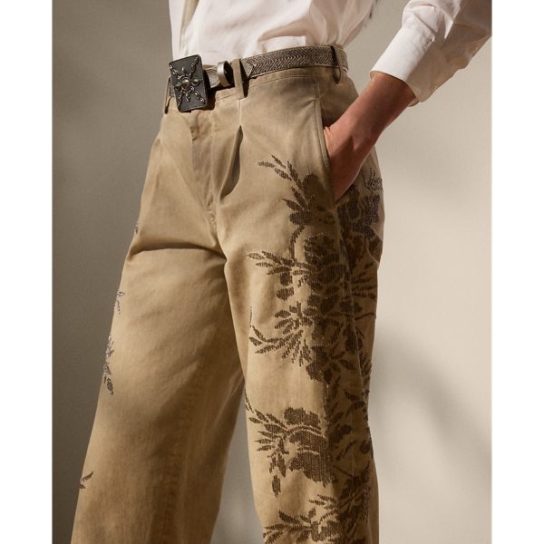 Fallon Embellished Cotton Chino Pant