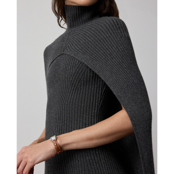 Cashmere-Blend Turtleneck Sweater Cape