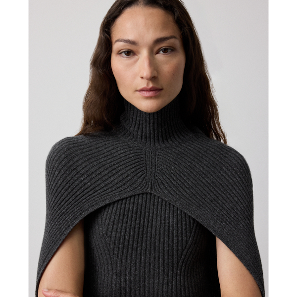 Cashmere-Blend Turtleneck Sweater Cape