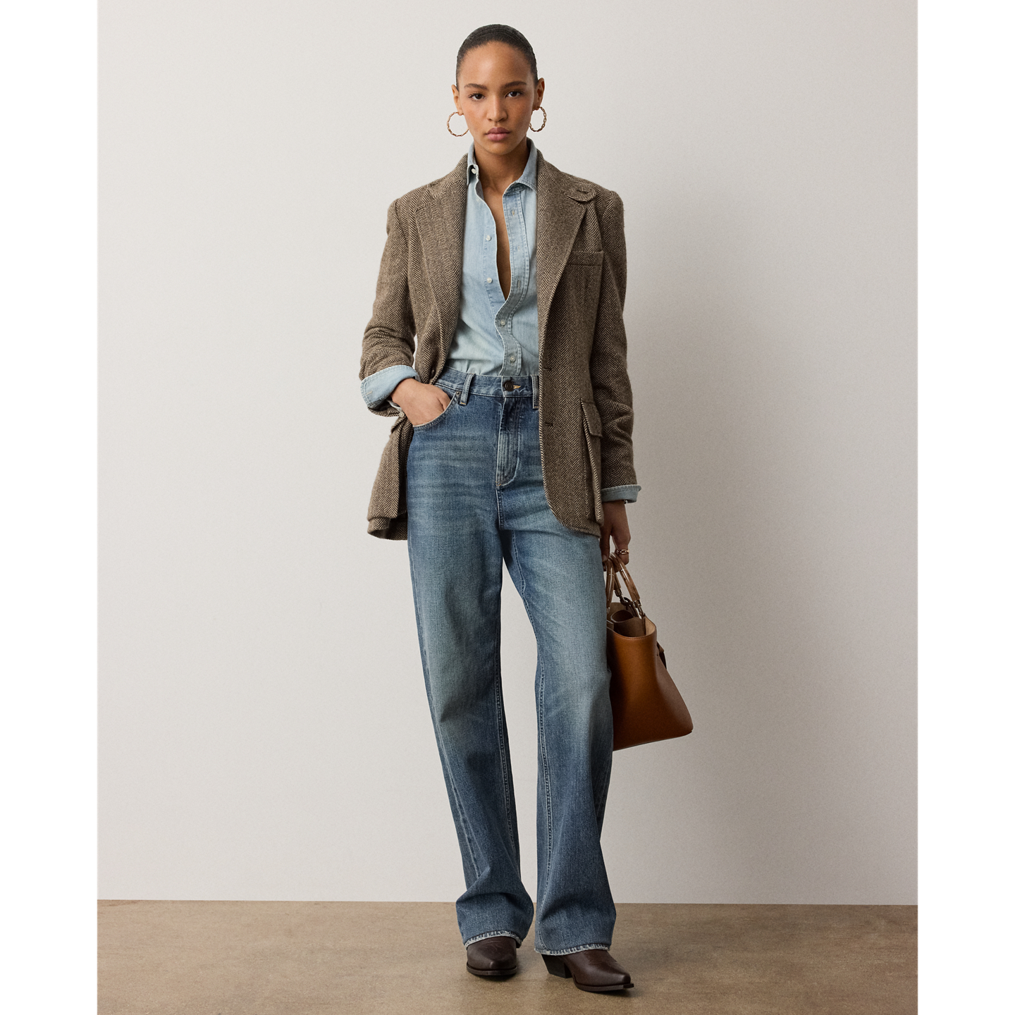 Женская рубашка Ralph Lauren Adrien Relaxed Fit Cotton Denim, цвет: Варёный — фото 1