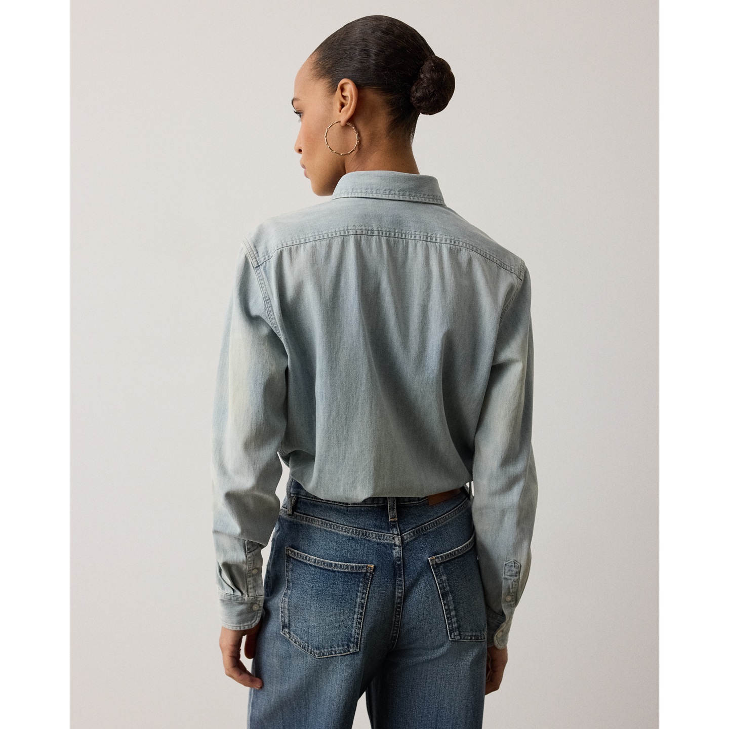 Женская рубашка Ralph Lauren Adrien Relaxed Fit Cotton Denim, цвет: Варёный — фото 2