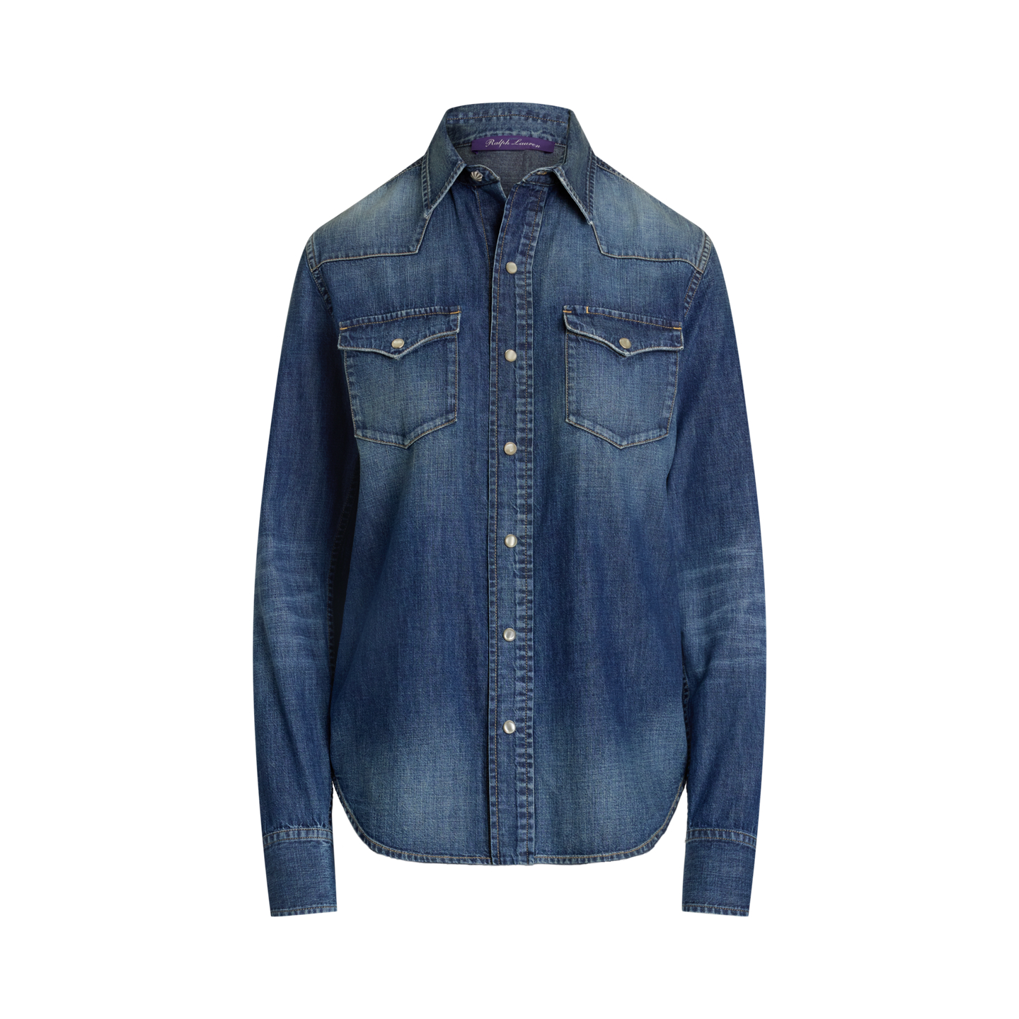 Женская рубашка Ralph Lauren Payson Cotton Denim Western, цвет: Синий варёный — фото 5