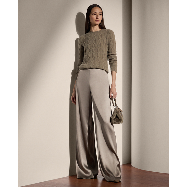 Daria Stretch Satin Wide-Leg Pant