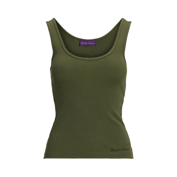 Ellis Rib-Knit Cotton-Blend Tank Top Ralph Lauren Collection 1