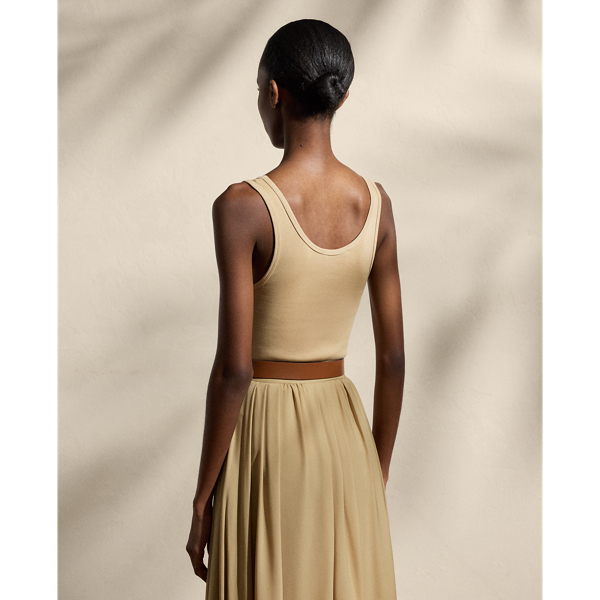 Ralph Lauren Collection Ellis リブニット コットンブレンド タンクトップ ラックス タン 5
