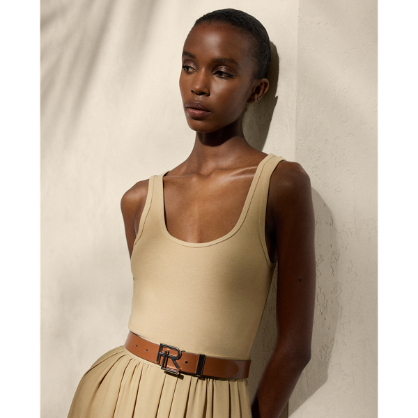 Ralph Lauren Collection Ellis リブニット コットンブレンド タンクトップ ラックス タン 6