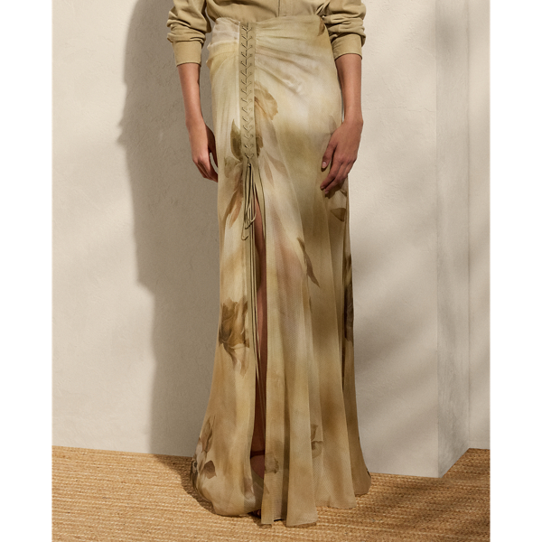 Odera Floral Silk Gauze Maxiskirt