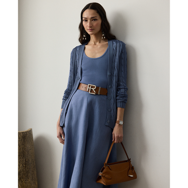 Cornflower Pull cardigan torsadé en soie Ralph Lauren Collection 1