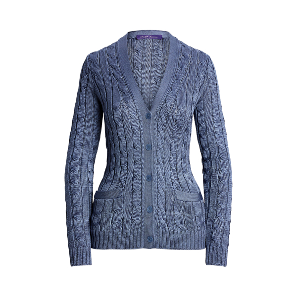 Pull cardigan torsad&eacute; en soie Ralph Lauren Collection en 1