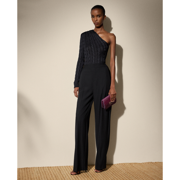 One-Shoulder-Pullover mit Zopfmuster Ralph Lauren Collection in Schwarz 4