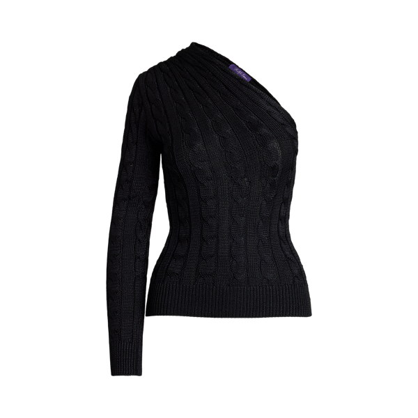 Cable-Knit Silk V-Neck Sweater