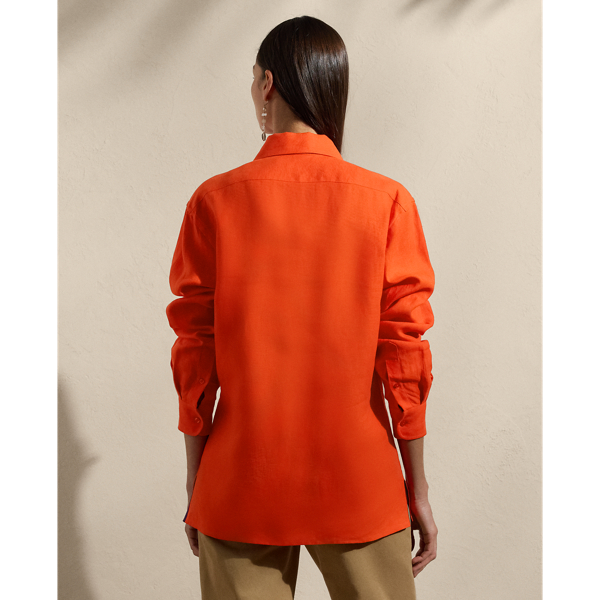 Bright Orange Capri Relaxed Fit Linen Shirt Ralph Lauren Collection 5