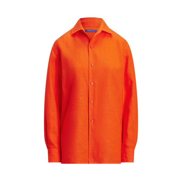 Bright Orange Capri Relaxed Fit Linen Shirt Ralph Lauren Collection 2