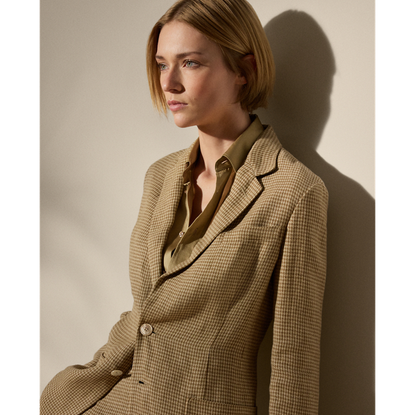 Tan Multi Hailey Houndstooth Tweed Jacket Ralph Lauren Collection 6