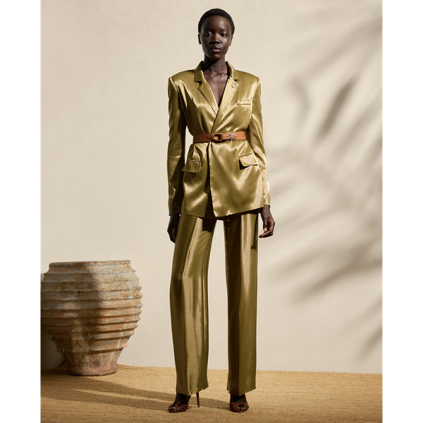 Quinton Belted Metallic Satin Jacket