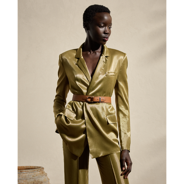 Metallic-Satinjacke Quinton mit Gürtel