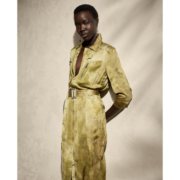 Tageskleid Bernadette aus Charmeuse Ralph Lauren Collection in Olivgr&uuml;n multi 4