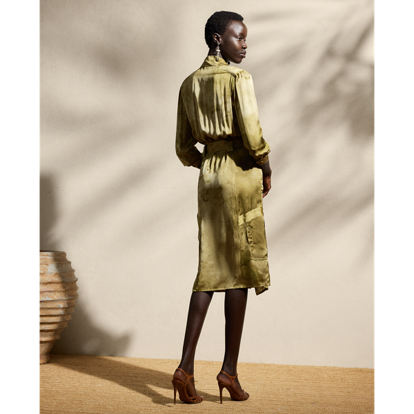 Tageskleid Bernadette aus Charmeuse Ralph Lauren Collection in Olivgr&uuml;n multi 5