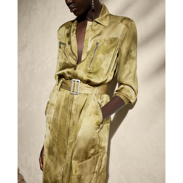 Tageskleid Bernadette aus Charmeuse Ralph Lauren Collection in Olivgr&uuml;n multi 6