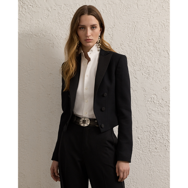 Black Spencer Wool Crepe Tuxedo Jacket Ralph Lauren Collection 1