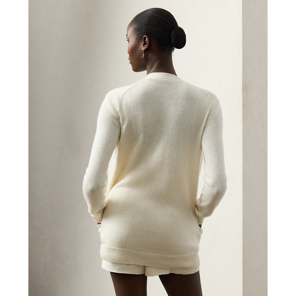 Lux Cream Silk Jersey V-Neck Cardigan Jumper Ralph Lauren Collection 5