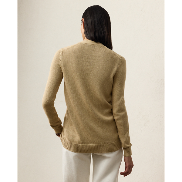 Ralph Lauren Collection シルク ジャージー Vネック カーディガン セーター ライト サンド 5