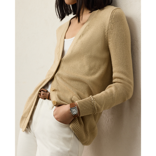 Ralph Lauren Collection シルク ジャージー Vネック カーディガン セーター ライト サンド 6