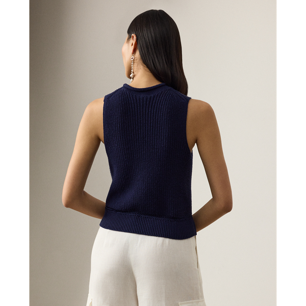 Lux Navy Silk Jersey Sleeveless Rollneck Jumper Ralph Lauren Collection 5