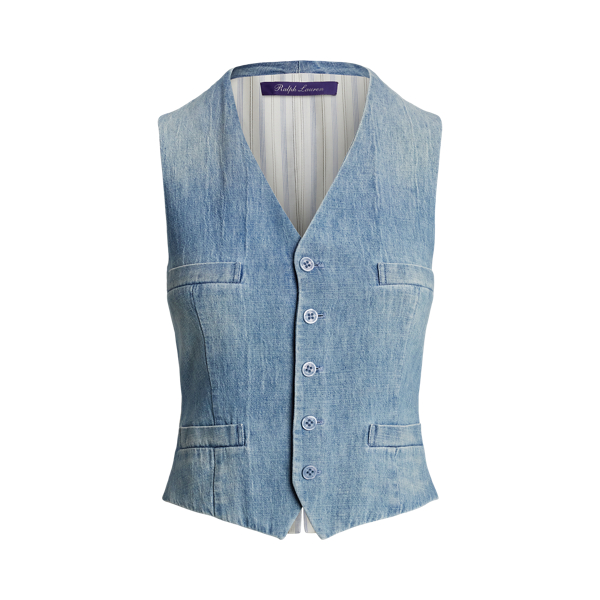 Colete em denim de algod&atilde;o Presling Ralph Lauren Collection em 1