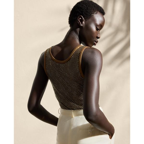 Melony Embellished Mesh Tank Top