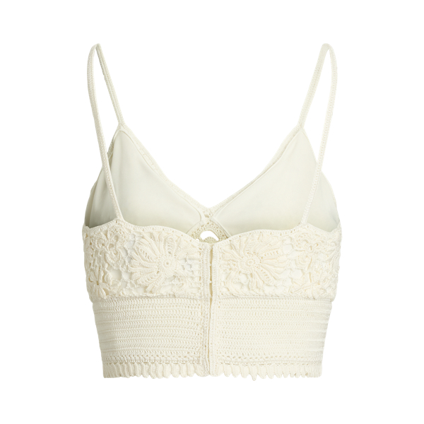 Lux Cream Hand-Crocheted Floral Silk Bralette Ralph Lauren Collection 2