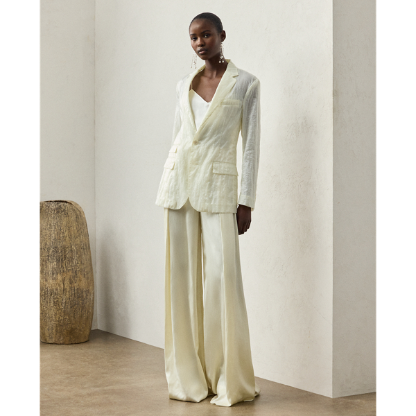 Lux Cream Kenzie Charmeuse Wide-Leg Trouser Ralph Lauren Collection 1