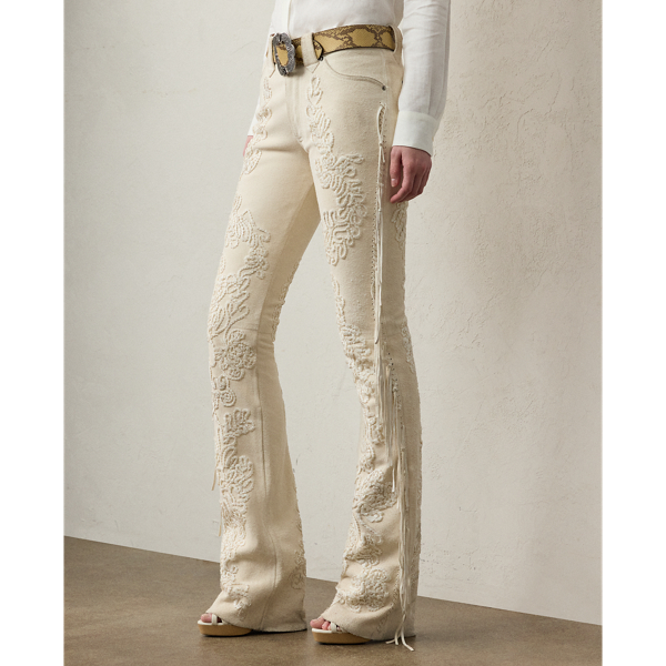 Annabeth Embellished Fringe Suede Pant