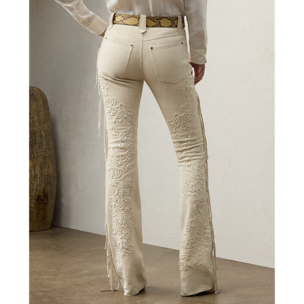 Annabeth Embellished Fringe Suede Pant