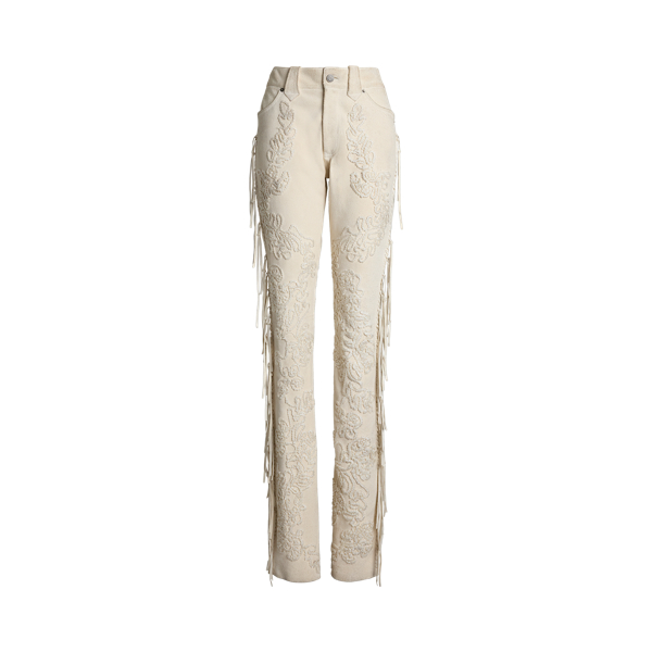 Terrin Fringe-Trim Calfskin Pant