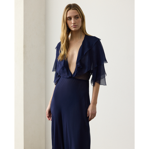 Irenne Washed Chiffon Evening Dress