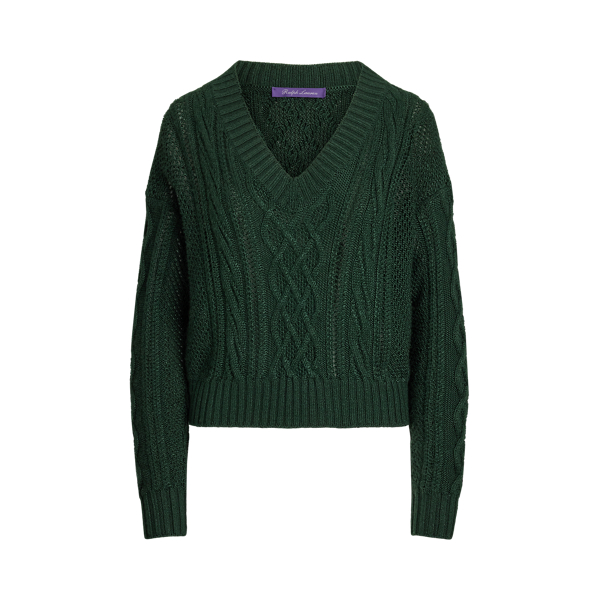 Ralph Lauren 00s 100%シルク　ケーブルニット　Ｖネック Cable-Knit Silk V-Neck Sweater