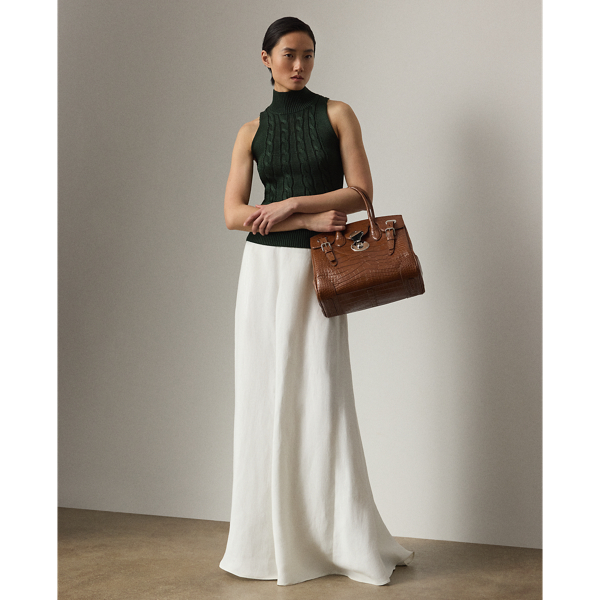 Cable-Knit Silk Sleeveless Turtleneck