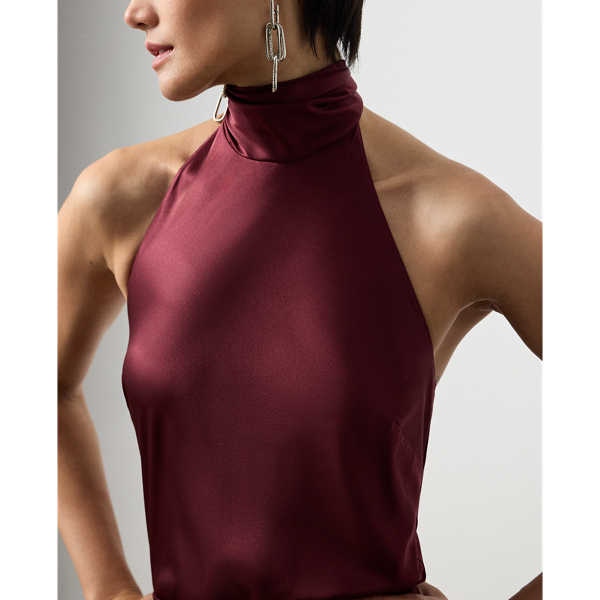 Bordeaux Chilton Stretch Silk Charmeuse Top Ralph Lauren Collection 6