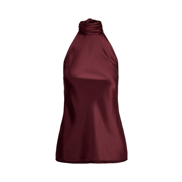 Bordeaux Chilton Stretch Silk Charmeuse Top Ralph Lauren Collection 2