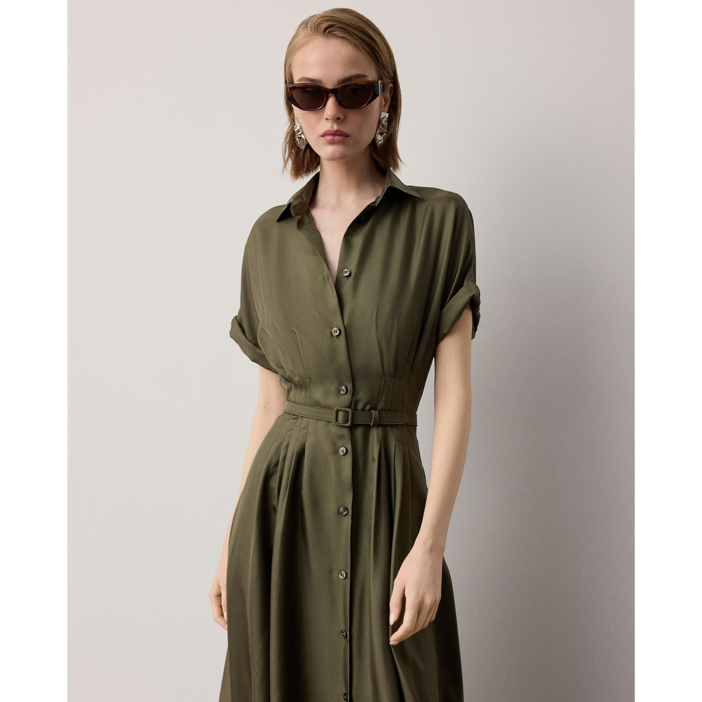 Женское платье Ralph Lauren Donatella Silk Twill Day, цвет: Кипарисовый — фото 1