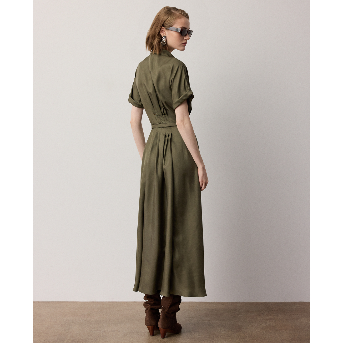 Женское платье Ralph Lauren Donatella Silk Twill Day, цвет: Кипарисовый — фото 2