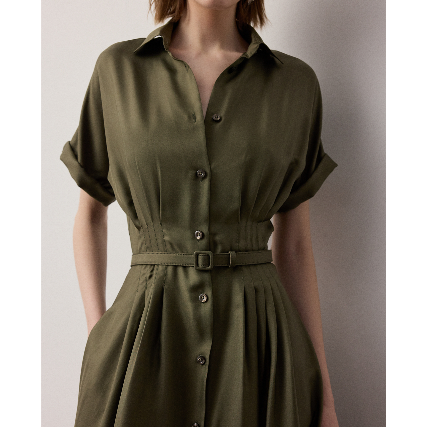 Женское платье Ralph Lauren Donatella Silk Twill Day, цвет: Кипарисовый — фото 3