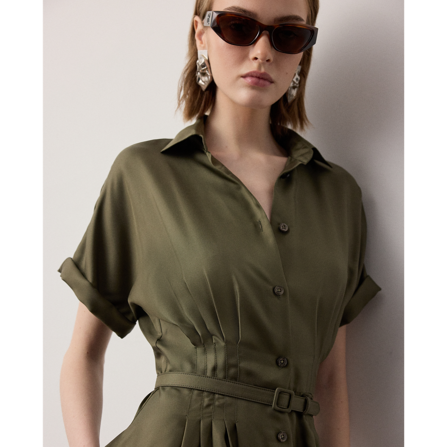 Женское платье Ralph Lauren Donatella Silk Twill Day, цвет: Кипарисовый — фото 4
